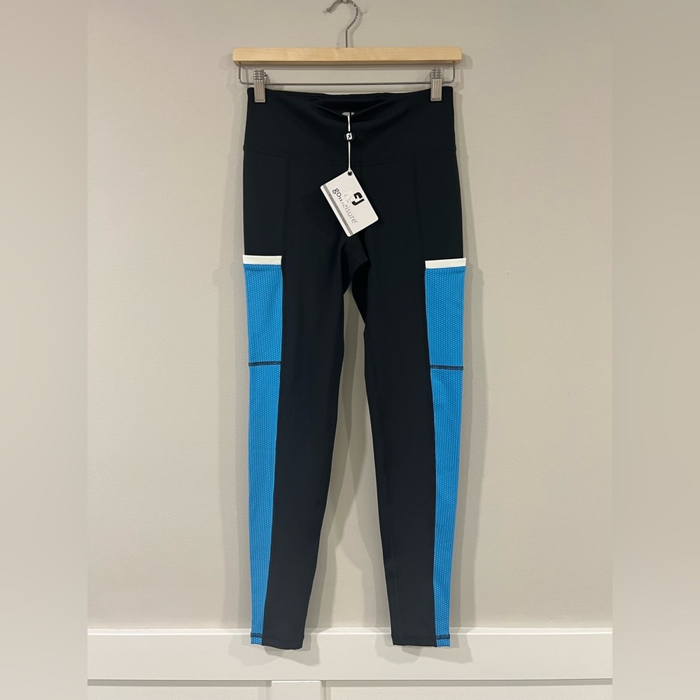 Nwt Footjoy Women’s Ankle Leggings Black Blue Panel Size Small